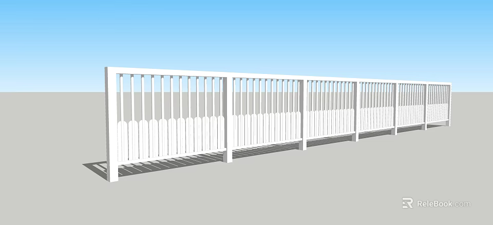White Railing With Vertical Spindles For Outdoor Balcony And Patio 3d model 