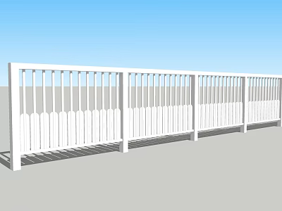 White Railing With Vertical Spindles For Outdoor Balcony And Patio 3d model