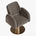 Modern Gray Armchair With Curved Armrests Swivel Metal Base Stitched Details