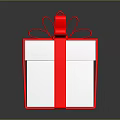 Decorative White Gift Box With Red Ribbon And Festive Bow For Special Occasions