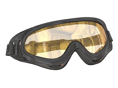 Protective Safety Goggles With Black Frame And Amber Impact Resistant Lens 3d model