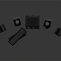 Modern Sleek Home Theater Speaker System With Tall Speakers Center Channel And Subwoofer