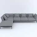 Gray Sectional Sofa With Multiple Cushions And Black Legs In Modern Design 3d model