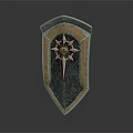 Ornate Decorative Shield With Central Star Emblem And Intricate Metal Woven Texture