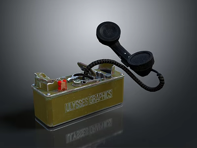 DYSSEGRAPHICS Military Weapon With Green Metal Case Black Telephone Handset And Wires 3d model