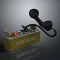 DYSSEGRAPHICS Military Weapon With Green Metal Case Black Telephone Handset And Wires