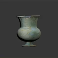 Vintage Turquoise Ceramic Furniture Decor Urn with Chipped Edges and Classic Style