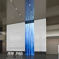 TEIN PAO Modern Lobby Interior With Blue Water Feature And White Walls