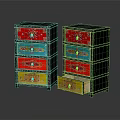 Colorful Decorative Chests of Drawers With Black Frames And Ornate Patterns Open Drawer Design