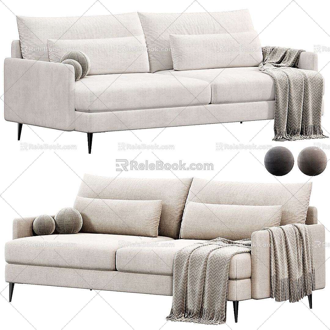 Fabric double sofa 3d model