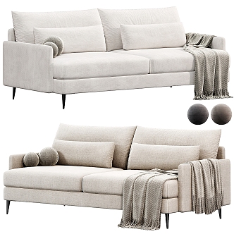 Fabric double sofa 3d model