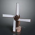 Handmade Paper Windmill Model With White Blades Brown Body And Stable Stand