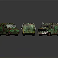 Camouflage Military Vehicle Detailed Models With Various Styles On Dark Background