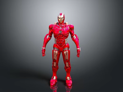 Iron Man Character In Red Metallic Armor Standing Pose 3D Model 3d model