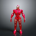 Iron Man Character In Red Metallic Armor Standing Pose 3D Model