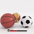 Collection of Sports Equipment Featuring Red Yellow Basketballs and Black White Soccer Ball