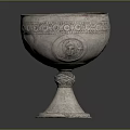 Vintage Silver Decorative Household Bowl With Ornate Carvings And Pedestal Base