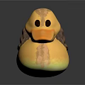 Adorable Yellow Duck Doll with Brown Shell Back and Cute Design 3d model