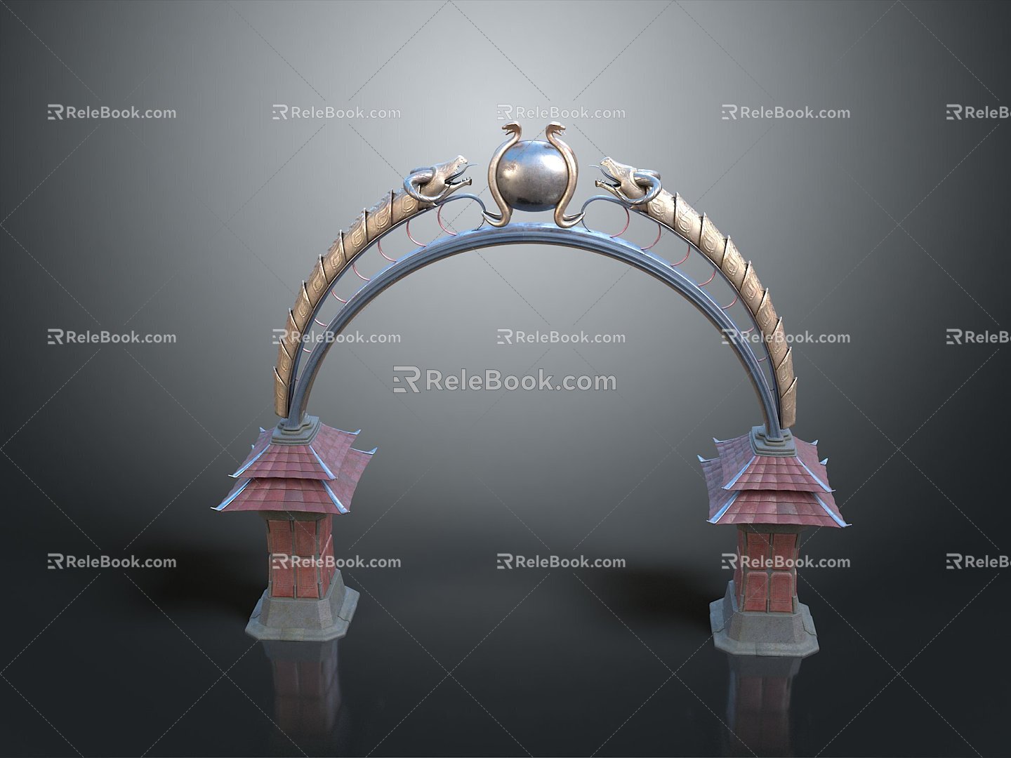 gatehouse stone gatehouse stone arch cartoon arch outdoor items 3d model