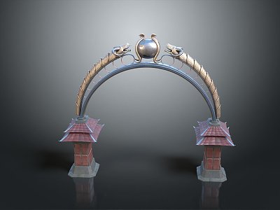 gatehouse stone gatehouse stone arch cartoon arch outdoor items 3d model