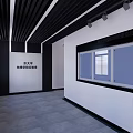 Peking University Elevator Corridor Waiting Area Modern Design With Black Slatted Ceiling And White Walls