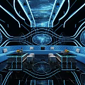 Modern KTV Room With Starry Sky Ceiling Blue Lighting Comfortable Sofas And Tables 3d model