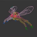 Mechanical Metallic Insect Featuring Transparent Wings Long Slender Legs And Reflection In Dark Background