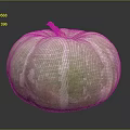 Fresh Green and White Pumpkin with Yellow Stem on Gray Background