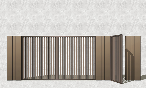 New Chinese-style Gate Grille Gate 3d model