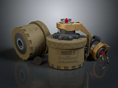 Multiple Tactical Hand Grenade Weapon Units With Safety Pins And Explosive Bodies 3d model