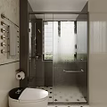 Modern Bathroom Interior With Glass Shower Enclosure And Toilet Fixtures