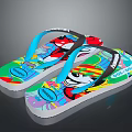 Colorful CHINCHIN Flip Flops With Blue Straps And Cartoon Smiley Face Design