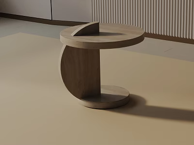 Modern Wooden Side Table With Curved Base And Round Top For Living Room Decor 3d model