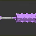 Purple Spiked Hammer Weapon With White Handle And Pixelated Design