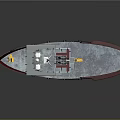 3D Model Tugboat Water Transport With Red Superstructure Yellow Equipment On Deck And Staircase