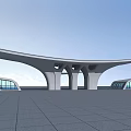 Modern Entrance Gate Architectural Design With Curved Roof And Glass Elements