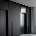 Modern Elevator With Black Sleek Doors And Control Panels In Building Interior 3d model