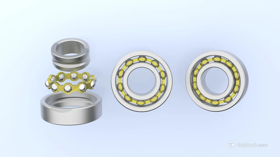 High Quality Precision Hardware Bearings With Yellow Balls Metal Cages And Stacked Housings 3d model 
