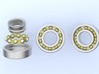 High Quality Precision Hardware Bearings With Yellow Balls Metal Cages And Stacked Housings 3d model