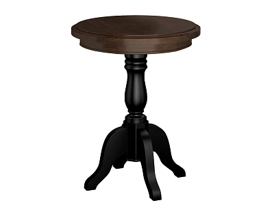 Classic Side Table With Round Wooden Top And Black Curved Tripod Base 3d model