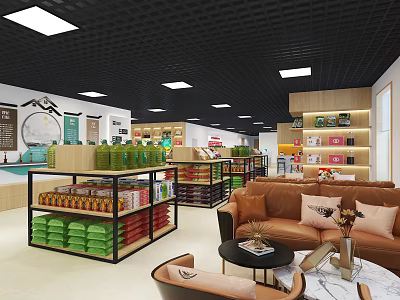 Well Stocked Supermarket Department Store With Organized Shelves And Assorted Merchandise 3d model