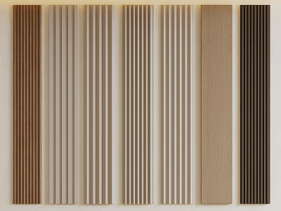 Various Styles of Wall Paneling with Vertical Strips and Different Colors 3d model