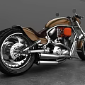Stylish Custom Motorcycle Design With Brown Leather Seat Chrome Engine And Large Wheels