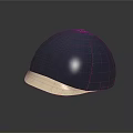 Dark Blue Equestrian Helmet With White Brim And Smooth Leather Like Surface