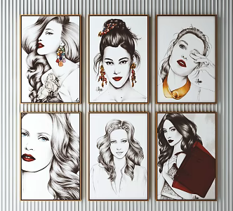 modern figure painting decorative painting 3d model
