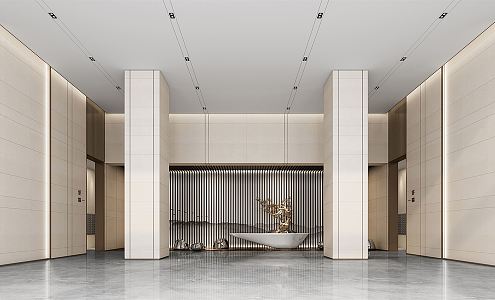 New Chinese Hall Office Lobby Front Desk 3d model