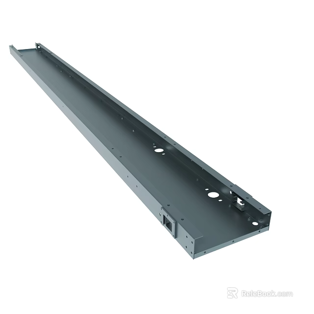 Long Metal Rail Bracket With Mounting Holes And Sturdy Industrial Structure 3d model 
