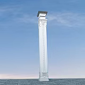 White Carved Architectural Column With Ornate Top Structure Against Blue Sky 3d model