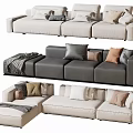 Modern double sofa multiplayer sofa corner sofa 3d model