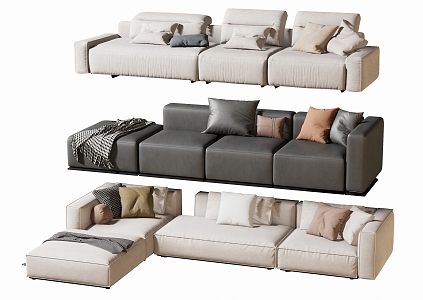 Modern double sofa multiplayer sofa corner sofa 3d model